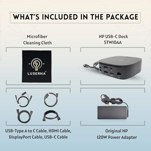 Image of HP 5TW10AA 120W Docking Station for Laptop Dual Monitor USB-C G5 Dock with HDMI, DisplayPort, USB-C Cables (NEW)