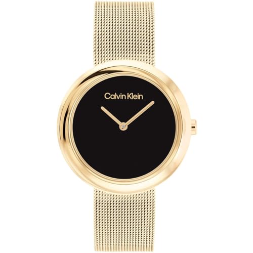 Calvin Klein Reloj Analógico de Cuarzo para Mujer Colección Twisted Bezel con Correa de Malla de Acero Inoxidable de Color Dorado - 25200012 Calvin Klein Reloj Analógico de Cuarzo para Mujer Colección Twisted Bezel con Correa de Malla de Acero Inoxidable de Color Dorado - 25200012