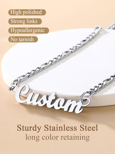 FindChic Custom Name Necklace Personalized Stainless Steel Layered Necklace for Women Girls Gold Plated/Black Name Plate Jewelry Gift for Gf Mom Daughter, with Gift Box4