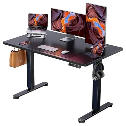 ErGear Height Adjustable Electric Standing Desk, 47.2 x 23.6 Inches Sit Stand up Desk, Memory Computer Home Office Desk with Two-Piece Desktop (Black)