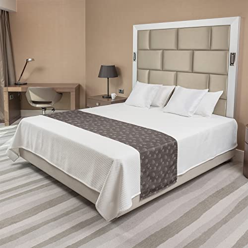 Ambesonne Taupe Bed Runner, Chrysanthemum Blooms Gardening Plants Theme On Dark Background Botanical Design, Decorative Accent Bedding Scarf For Hotels Homes And Guestrooms, King, Taupe #TOP1