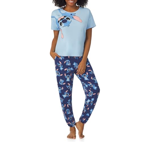 Image of Richard Leeds International Womens 2 Piece PJs Set - Disney | Hello Kitty | Snoopy - Short Sleeve Top & Jogger Lounge Sets