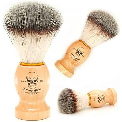 Menesia Shaving Brush for Men, Wood handle Shave Brush,Mens Shaving Cream & Soap Brush (skull) Cover