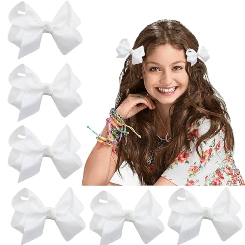 6 Pack Girls Hair Clips con lazo blanco Cocodrilo Clip Bow Hair Accessories Teenage Toddler Bow Girls Hair Accessories Kids