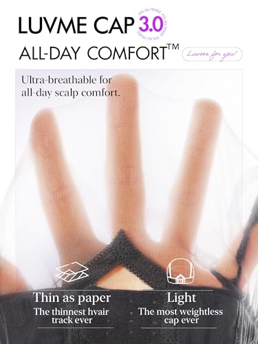 Image of LUVME HAIR 7x6 HD Lace All-Day Comfort Burmese Messy Curly Wig PartingMax Lace Wigs Lace Front Wigs Human Hair Pre Cut Plucked Lace Frontal Glueless 18 Inches Natural Black Color