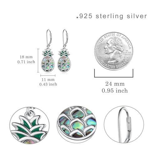 Womens Pineapple Earrings 925 Sterling Silver Leverback Upside Down Pineapple Earrings Beach Jewelry Gifts for Women4