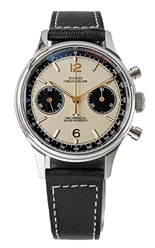 Fondello della mostra Seagull Sugess ST1901 Panda Champagne Cronografo Zaffiro, Display, 1963 BNIB, Cinturino