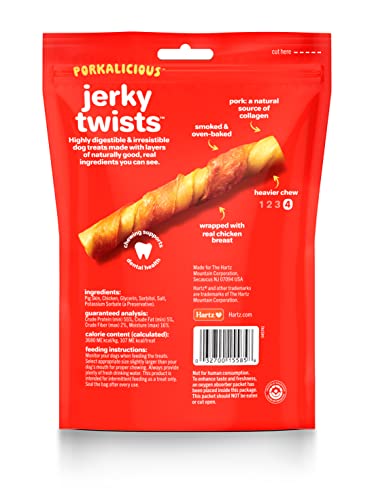 Hartz Oinkies Porkalicious Smoked Pig Skin Chicken Jerky Twists Dog Treats, 8 Count #TOP2