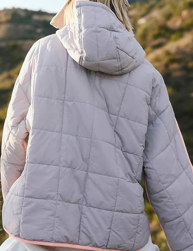 Wanzetaly Womens Quilted Pullover Puffer Jacket Oversized Lightweight Hooded Padded Coat Tops with Pocket4