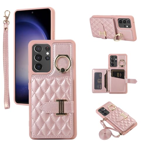 Coque Samsung S23 Ultra avec anneau rotatif 360 et porte-cartes de crédit