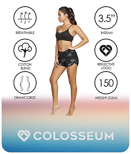 Colosseum Active Women's Simone Cotton Blend Yoga And Running Short (Black Floral, Medium) #TOP4