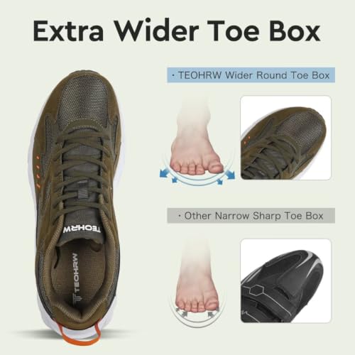 Image of Men's Extra Wide Walking Sneakers Wide Toe Box Orthopedic Shoes with Arch Support for Flat Feet & Foot Pain Relief