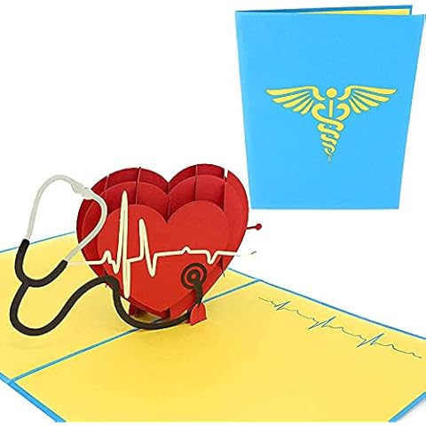 PopLife Healthcare Heart 3D Pop Up Card, for Doctors, Nurses, EMTs, Essential Medical Staff - NHS Thank You Note - Pop Up Valentines Card - Anniversary Pop Up Mother's Day Card, Happy Birthday Cover