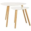 LOMOS Set de tables basses “Finja” blanc constitué de 2 tables en bois