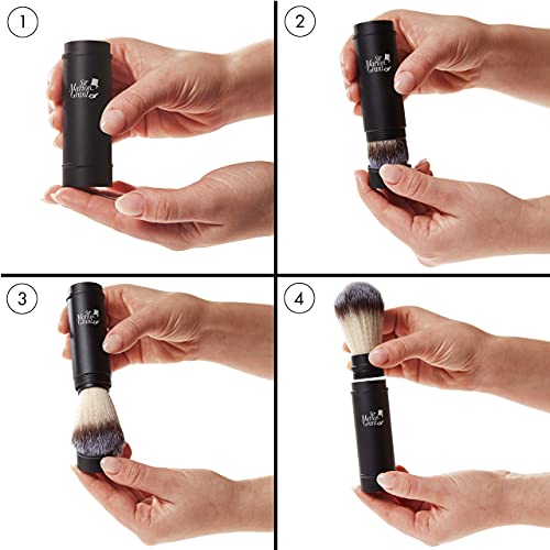 Reise Rasierpinsel Synthetisch, Vegan und Klein: Veganer Rasier Pinsel für Herren (Dachs Kunsthaar) zum Zusammenstecken, Premium Dachshaar Imitat (weich), Reiserasierpinsel Schwarz - Sir Marlon Grant - Image 5
