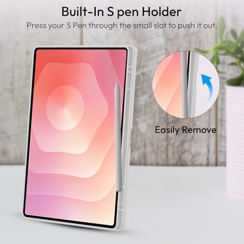 Image of Robustrion Cover Case for Samsung Galaxy Tab S11 Ultra 14.6 inch Cover with [S-Pen Holder], Hybrid Flip Cover Case for Samsung S11 Ultra Tablet 14.6 inch with Transparent Back [Auto Sleep Wake] - Grey