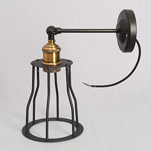 REACHYEA Mini Retro Negro antiguo Lámpara de pared Loft Americano Industrial Lámpara de pared Vintage LOFT Bombilla Metal Industrial