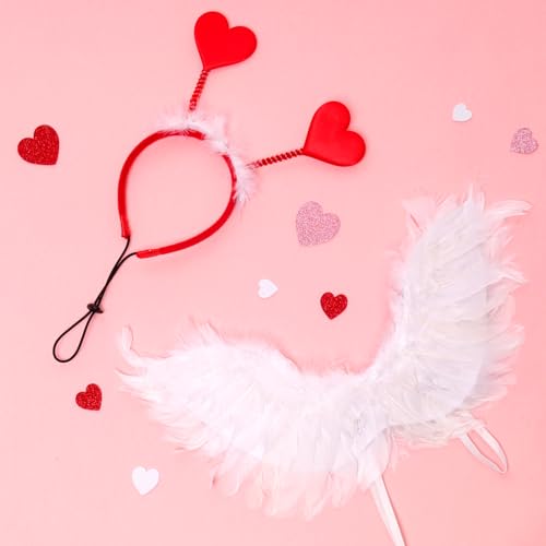 Disfraz de San Valentín para Perro con Alas de Ángel Blanca y Diadema de Corazón miniatura 4