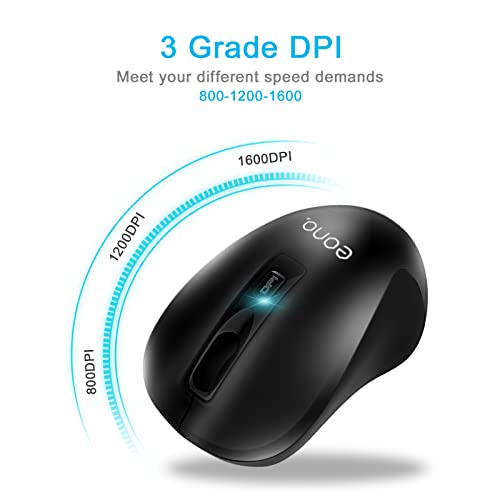 Wireless Mouse for Laptop Ergonomic Computer Mice, Mini Cordless Optical Mouse 3 Adjustable DPI, 1600DPI Silent USB Mice for Windows Chromebook MacBook Computer-Black - Image 3