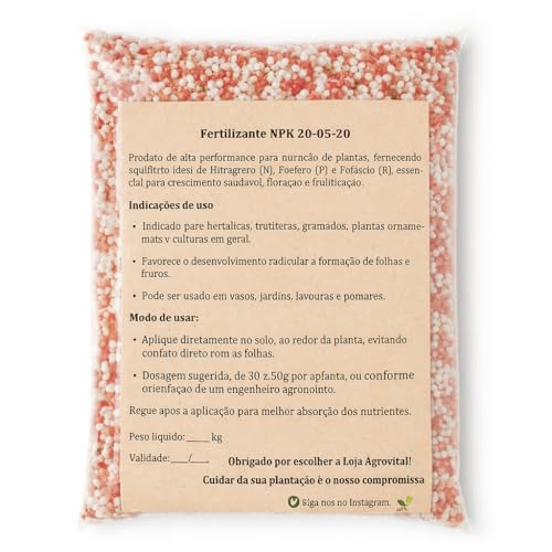 Fertilizante NPK 20-05-20 2kg – Adubo Balanceado para Crescimento...