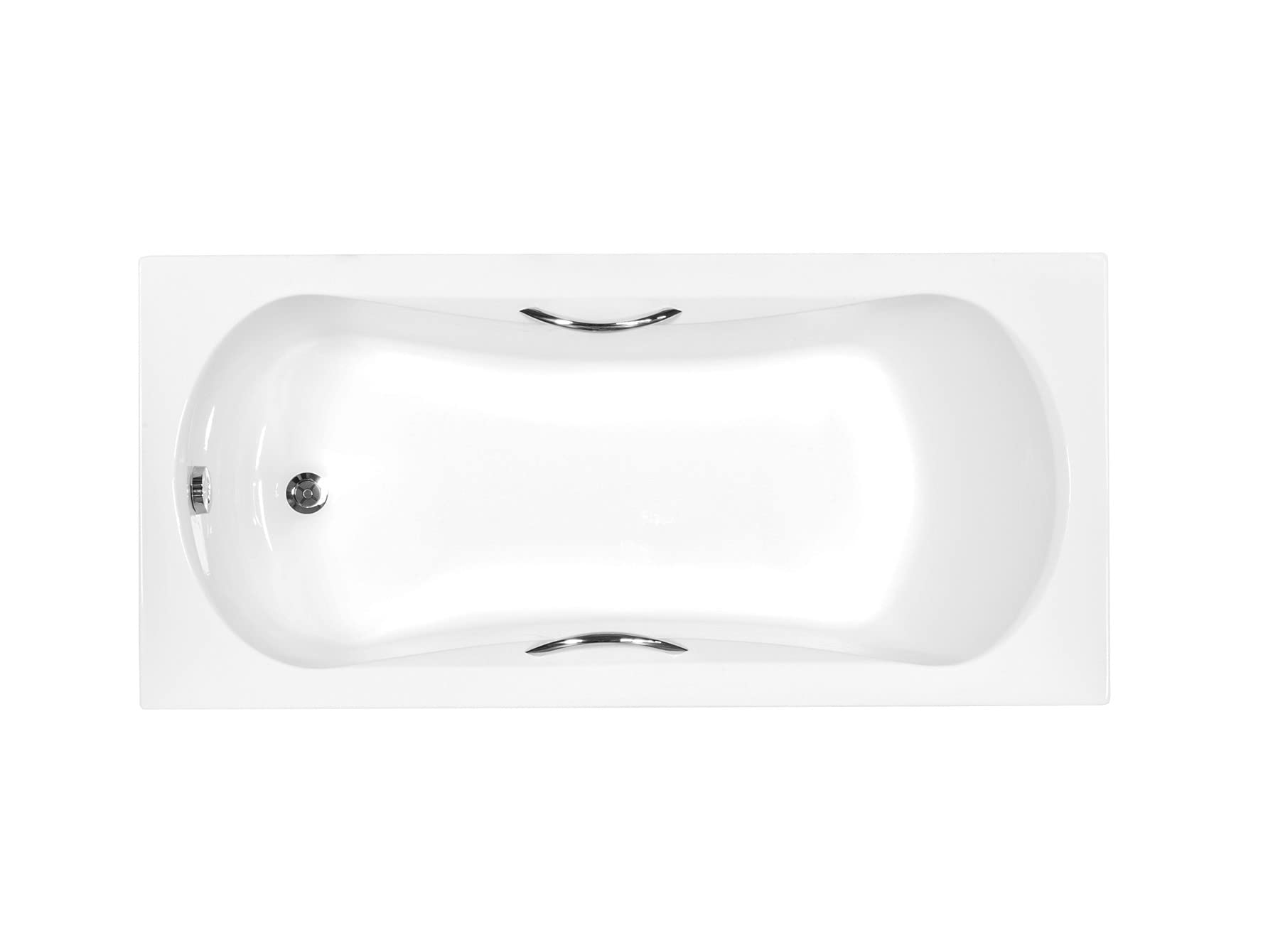 BADLAND Badewanne Original Weiß Acryl Wanne Rechteck ARIA PLUS 160x70 KOMPLETTSET SET mit Weiß Acrylschürze + Füßen und Exklusive Chrom Automatik Ablaufgarnitur Made in EU 4in1