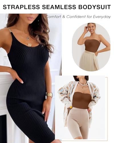Image of Strapless Shapewear for Women Seamless Shapewear Tummy Control Strapless Bodysuit