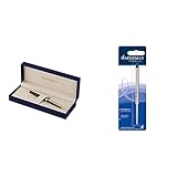 Color de la tinta: azul Waterman Hemisphere - Bolígrafo + Waterman - Pack de 3 recambios para bolígrafo (tamaño medio, tinta azul)