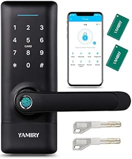 Smart Door Lock, Yamiry Smart Door Handle, Biometric Fingerprint Door Lock, Keyless Entry Door Lock with Handle, Electronic Door Lock, Code Door Lock with Keypad, WiFi Door Lock with APP Control