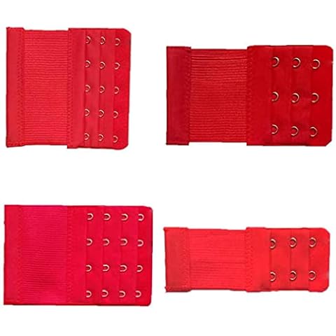 Bra Extender Elastic Lingerie Extenders Extension Strap Bra Band Breathing 5 4 3 2 Hooks 4pcs Red Cover