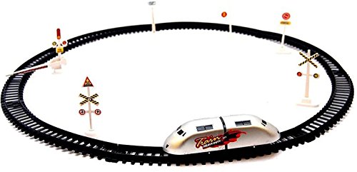 BIGFOLK Vintage Train with Big Track and Real Smoke Battery Operated with Flashlight Bullet Metro Train Toys Track Set for Kids Boys and Girls