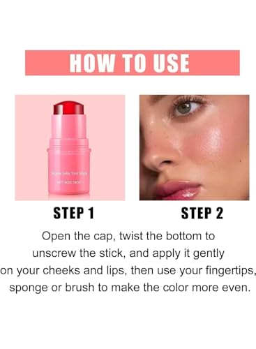 Water Jelly Tint Blusher Makeup Stick, for Lips and Cheek Stain, Buildable Watercolor Finish Long Lasting Moisturizing Multi-Use Matte Blusher Lip Tinted Makeup Jelly Stick (Burst) - Image 4