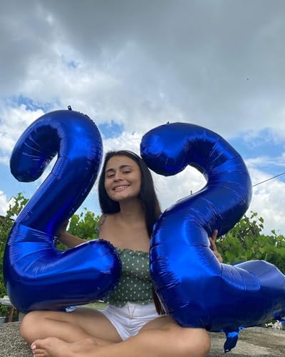 Image of 40 Inch Night Blue Number 2 Balloon, 2nd Blue Birthday Party Decorations | 40 Inch Night Blue inflatable foil number balloons, large birthday decorations for 2nd birthday