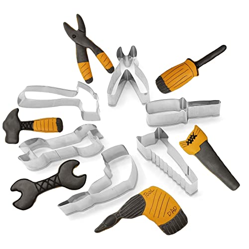 Mini Construction Tools Cookie Cutters Set Of 6 Pcs, Stainless Steel Mini Hardware Tools Series Shaped Fondant Baking Molds For Father's Day #TOP5