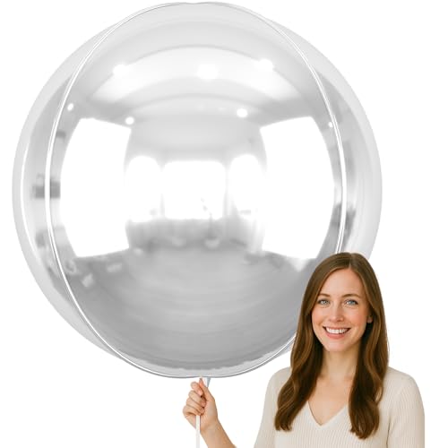 Image of 50 Inch Metallic Silver Round Foil Balloons 3pcs Large Mylar Balloons