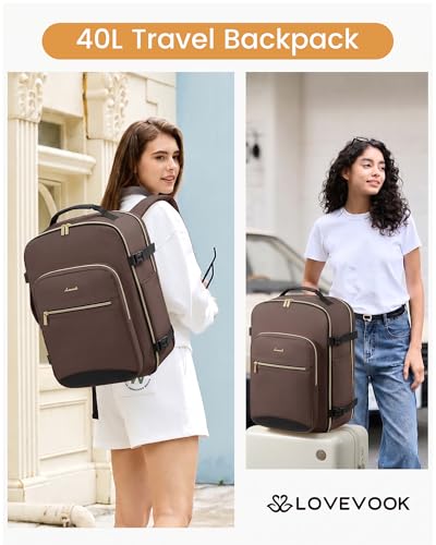 Image of LOVEVOOK 40L Travel Backpack Flight Approved Carry on Backpack,3 Packing Cubes,Waterproof Personal Item Travel Bag,TSA Carry on Luggage Suitcase Travel Essentials,Gifts for Women & Men,fits 17 inch Laptop
