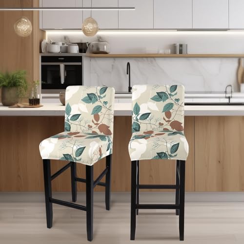 Image of SearchI Bar Stool Covers Set of 4, Stretch Washable Barstool Seat Covers, Counter Height Chair Covers for Kitchen Dining Room Cafe (Multiple Foliage)
