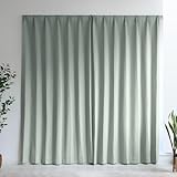 WEIMALL カーテン 遮光 2枚組 178cm丈 遮光1級 99.9％ UVカット 遮光カーテン 断熱 防音 遮熱 防寒 省エネ 厚手 無地 おしゃれ 洗える 寝室 リビング用 形状記憶 タッセル フック付き（ユーカリグリーン・幅100cm×丈178cm）CT01178GRH