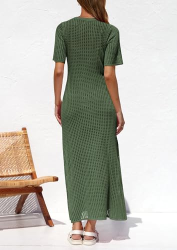 Image of PRETTYGARDEN Womens Eyelet Crochet Maxi 2 Piece Dress Sets