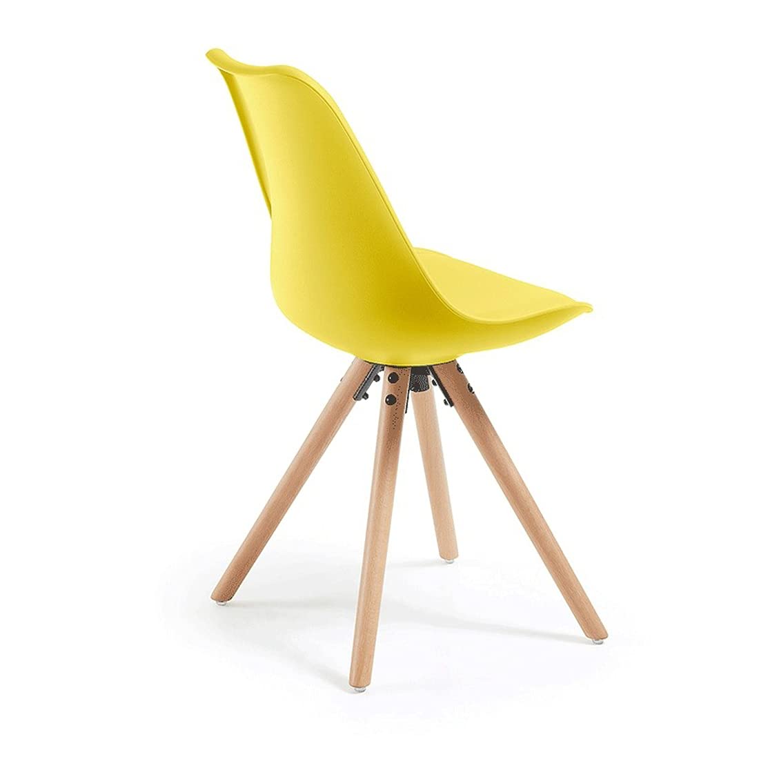 Durable Heavy-Duty Dining Chair with Padded Cushion Seat & Wooden Legs | Modern Backrest Chair for Home, Dining, Café, Restaurant | Yellow (Set of 2) 2