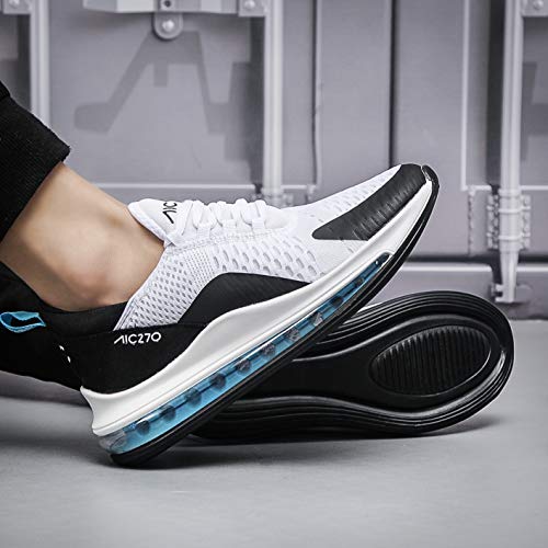 Image of HOLTZMAN A /C 270 Woven Fabric Comfortable Lightweight Flexible Sports /Running Shoe for Men (Color: White & Blue, Size: 7)
