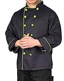 KNG Men's Executive Chef Coat with Contrast Piping and Buttons