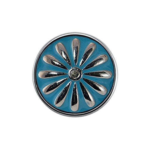 Preisvergleich Produktbild Quiges Damen Click Button 18mm Chunk Blume Blau für Druckknopf Zubehör