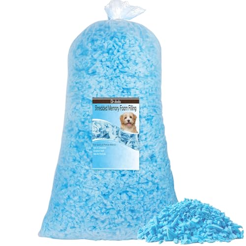 DR.DUDU 5lbs Shredded Memory Foam Filling for Bean Bag Filler, Soft and Convenient Pillow Stuffing Foam for Couch Cushion Dog Bed Chair Arts Crafts, Added Gel Particles (Blue)