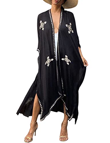 Bsubseach Plus Size Kimono Cardigan Strandkleid für Damen Langarm...