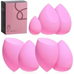 Makeup Sponge Set BS-MALL Blender Sponges 7 Pcs for Liquid, Cream, and Powder, Multi-colored with 1 Mini Makeup Sponge Pink (A-HotPink)