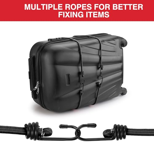 WORKPRO 24 Inch Bungee Cord with Hooks, 4 Pack Superior Rubber Heavy Duty Straps Strong Elastic Rope for Outdoor Tent, Luggage Rack, Camping, Cargo, RV, Bike, Transporting, Storage, Black - Thumbnail 4