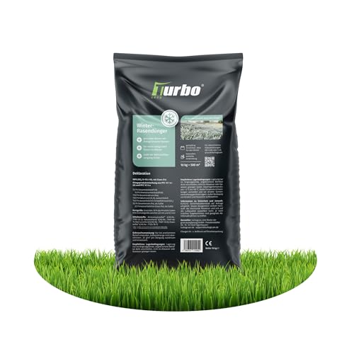Turbogrün Winterdünger Rasen, 10kg für 500m², Ideal als Rasendünger für November - Februar, für einen gesunden Rasen, Rasendünger Winter