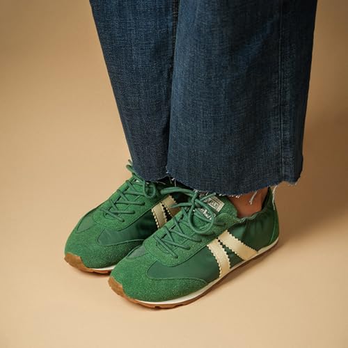 Image of Theater Fuji Casual Sneakers in Suede for Women | Stylish Flat Lace-Up Shoes | Lightweight Comfortable Footwear with Cushioned Insole