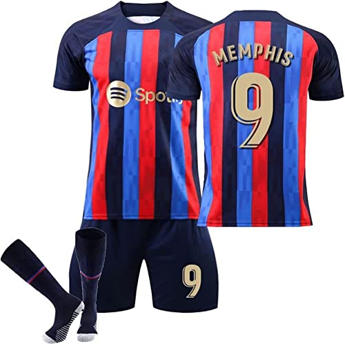 baceyiove Coupe du Monde 22/23 Barcelona Local Messi/Lewandowski/Pedri/Garvey/Jersey de fútbolCamiseta de fútbol, ​​Entrenamiento Deportivo, Regalo para niños Adultos(Size:Metro,Color:9) Cover