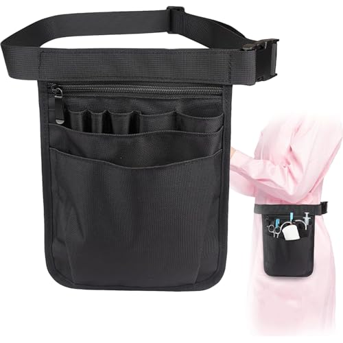 Borsa da infermiera,25 x 18 cm Borsa da infermiera,Marsupio Infermiera,Marsupio da infermiera regolabile,Borsa multifunzionale per infermiere,per Forbici, Garza e Altre Forniture Mediche (nero)
